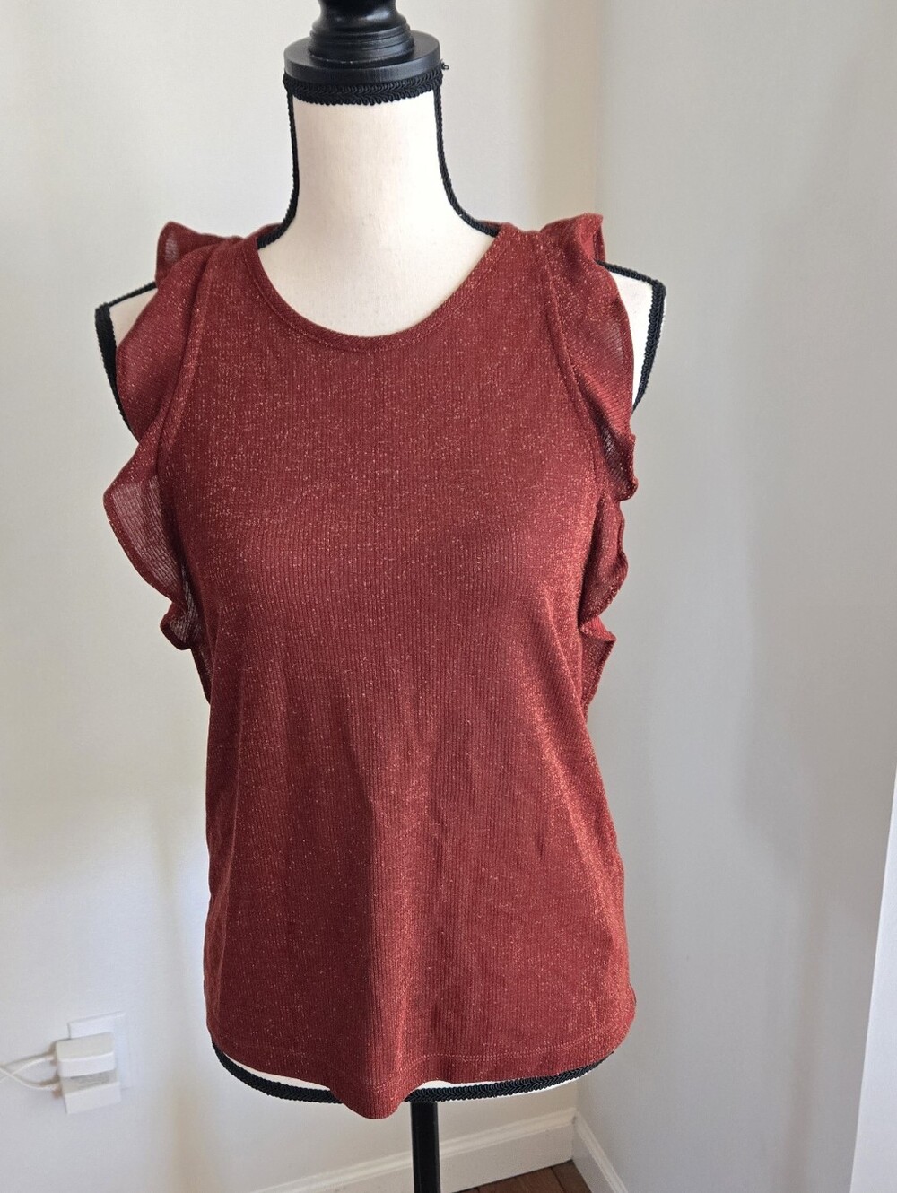 Madewell New Rust Flutter Sleeve Ribbed Tank Top Nwt Medium